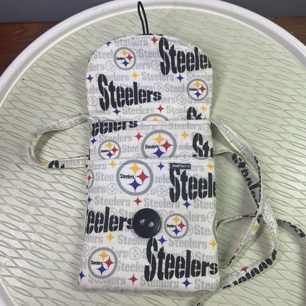 Handmade Pittsburgh Steelers Cell Phone Bag Stadium Size Crossbody Purse 7x5.x1